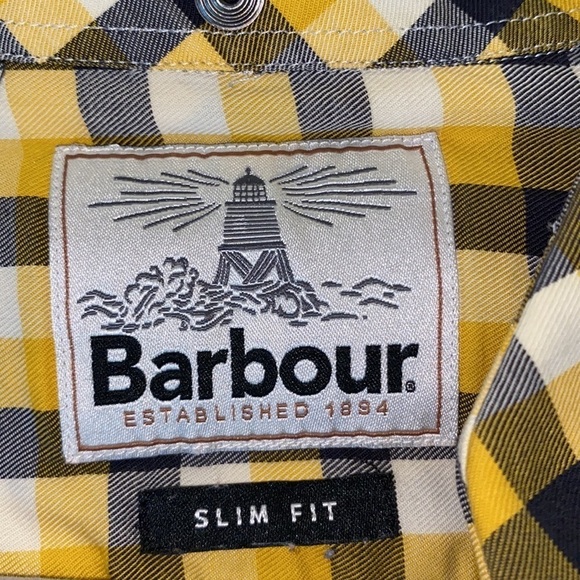 Barbour slim fit business casual preppy button up shirt Men’s L plaid colorful - Picture 3 of 7
